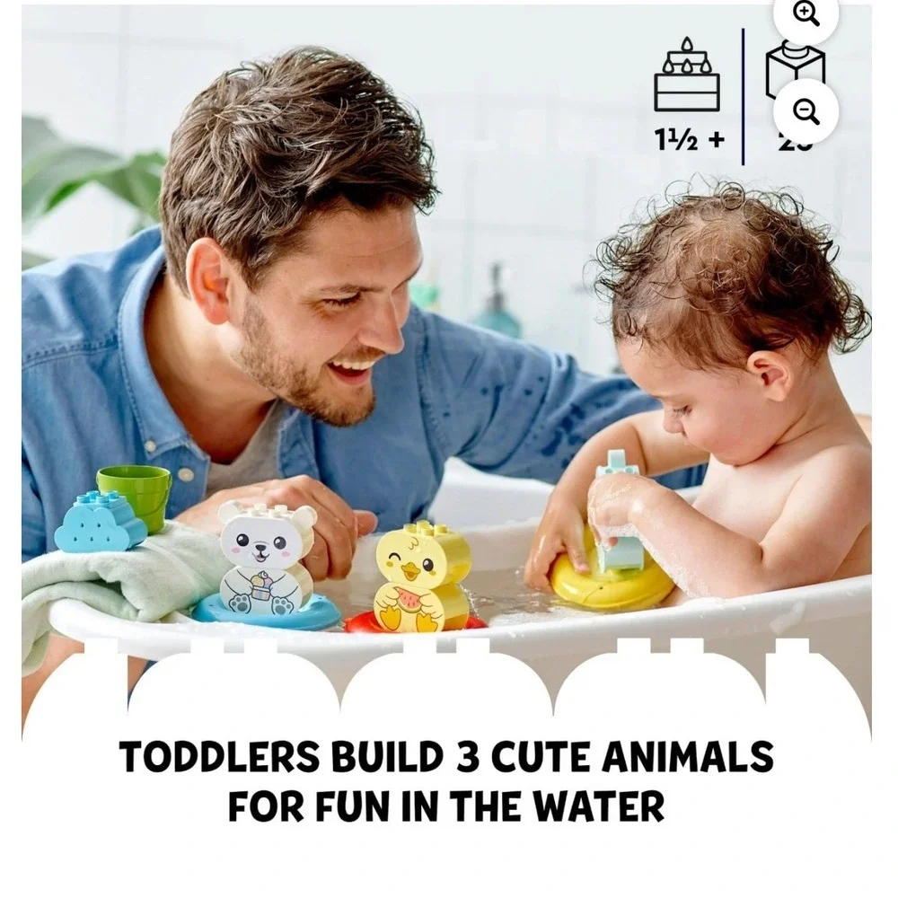 LEGO DUPLO Bath Time Fun Floating Animal Train Toddler Building Toy 14pc NEW